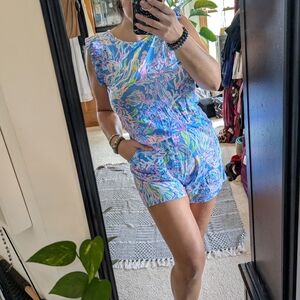 Lilly Pulitzer Tropical Blue and Pink Romper